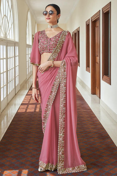 beautiful Designer Party Wear Saree on Faux Georgette febric with Thred  with Mukesh work at Rs. 2199 online from Cloth Bazaar BOLLYWOOD SAREES :  DK2633