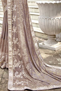 Salt Off White Embroidered Georgette Saree