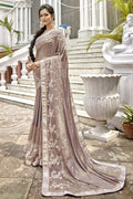 Salt Off White Embroidered Georgette Saree
