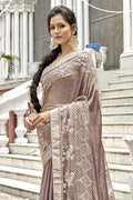 Salt Off White Embroidered Georgette Saree