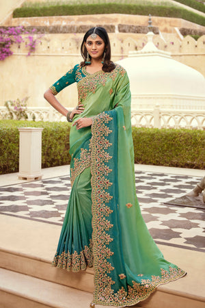 Sea Green Georgette Saree