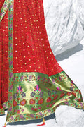 Spanish Red Printed Georgette Saree