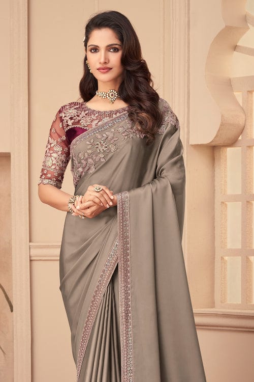 grey georgette saree