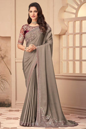Steel Grey Georgette Saree