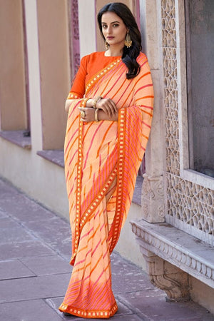 Tangerine Orange Georgette Saree