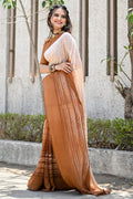 brown georgette saree