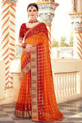 orange georgtte saree
