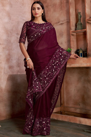 Violet Georgette Saree