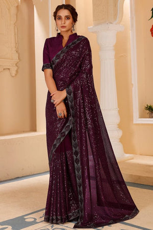 Violet Georgette Saree