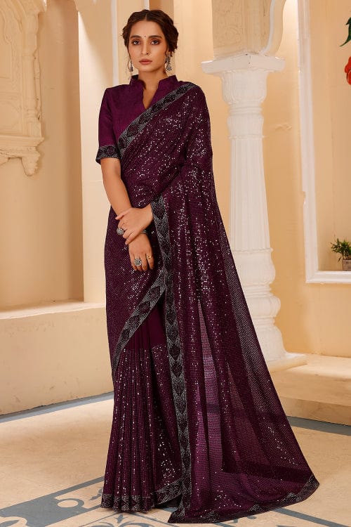 purple georgette saree