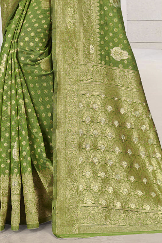 Olive Green Silk Saree