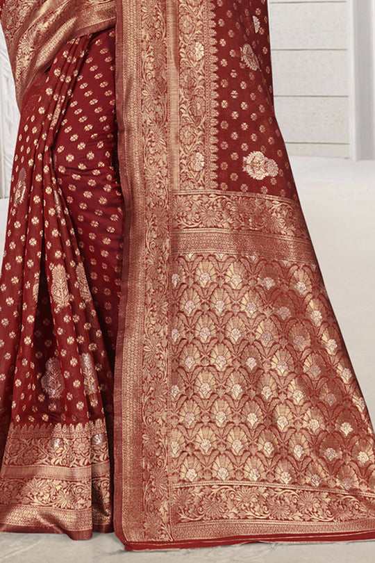 Burgendy Maroon Silk Saree