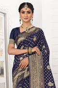 Navy Blue Silk Saree