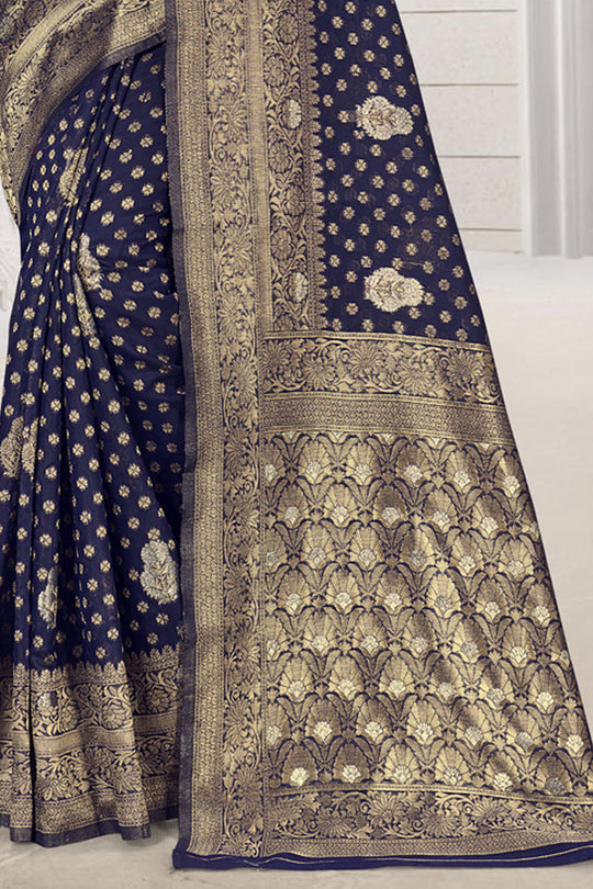 Navy Blue Silk Saree