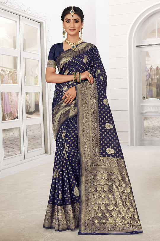 Navy Blue Silk Saree