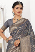 Pewter Grey Silk Saree