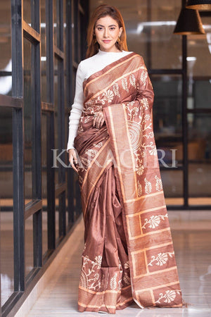 Brown Kalamkari Saree