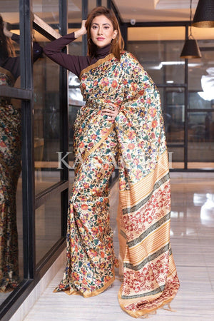 Buff Beige Kalamkari Saree
