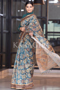 Kalamkari Saree Cerulean Blue Kalamkari Saree saree online