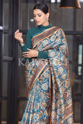 Kalamkari Saree Cerulean Blue Kalamkari Saree saree online