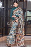 Kalamkari Saree Cerulean Blue Kalamkari Saree saree online