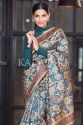 Kalamkari Saree Cerulean Blue Kalamkari Saree saree online