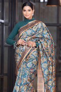 Kalamkari Saree Cerulean Blue Kalamkari Saree saree online