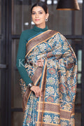 Kalamkari Saree Cerulean Blue Kalamkari Saree saree online