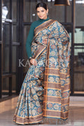 Kalamkari Saree Cerulean Blue Kalamkari Saree saree online