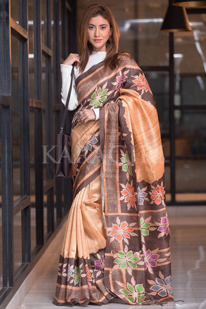 Coral Peach Kalamkari Saree