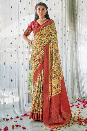Cream Kalamkari Saree