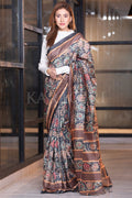 Kalamkari Saree Dark Grey Kalamkari Saree saree online