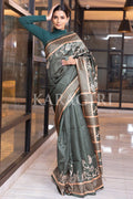 Kalamkari Saree Fern Green Kalamkari Saree saree online