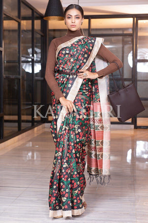 Ink Black Kalamkari Saree