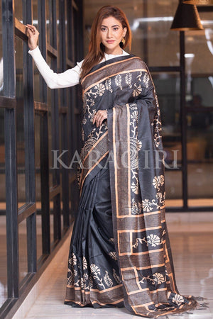 Light Black Kalamkari Saree
