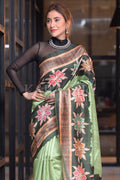Kalamkari Saree Lime Green Kalamkari Saree saree online