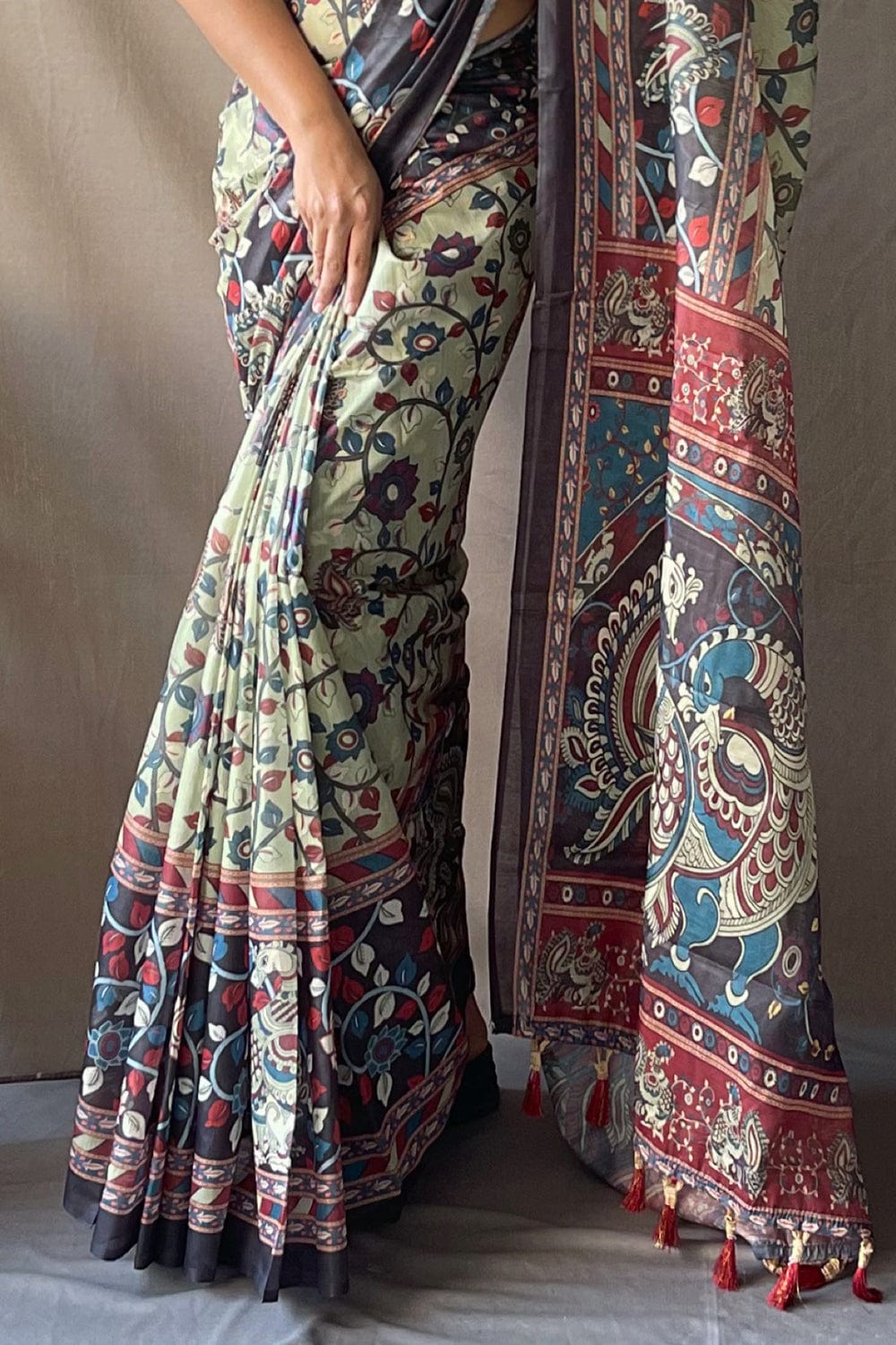 Buy Hand Block Kalamkari Print Ethnic Flared Palazzo  Vishnu