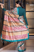 Kalamkari Saree Olympic Blue Kalamkari Saree saree online