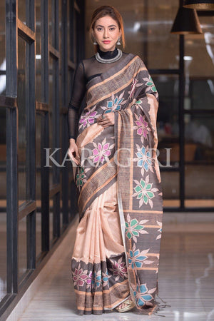 Peach Kalamkari Saree