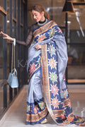 Kalamkari Saree Teapot Blue Kalamkari Saree saree online