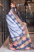 Kalamkari Saree Teapot Blue Kalamkari Saree saree online