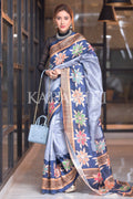 Kalamkari Saree Teapot Blue Kalamkari Saree saree online