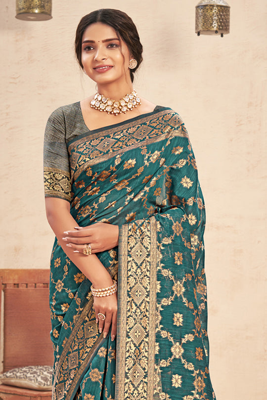 Seafoam Green Cotton Saree
