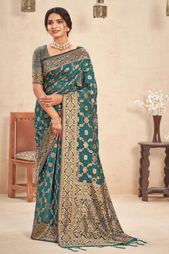 Seafoam Green Cotton Saree