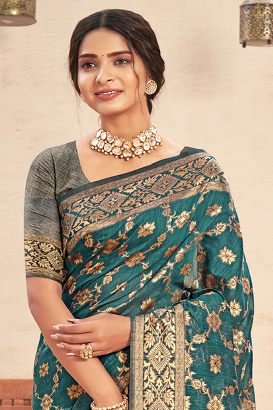 Seafoam Green Cotton Saree