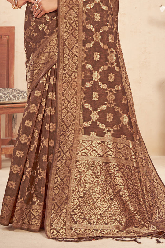 Copper Brown Cotton Saree