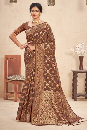 Copper Brown Cotton Saree