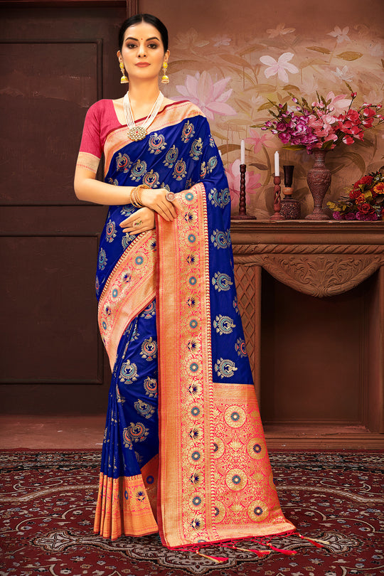 Royal Blue Banarasi Saree