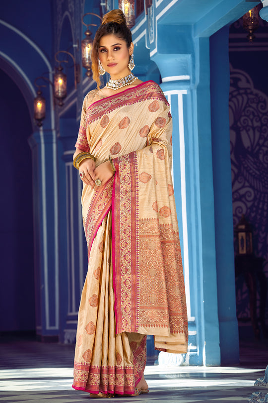 Buttermilk Beige Banarasi Saree