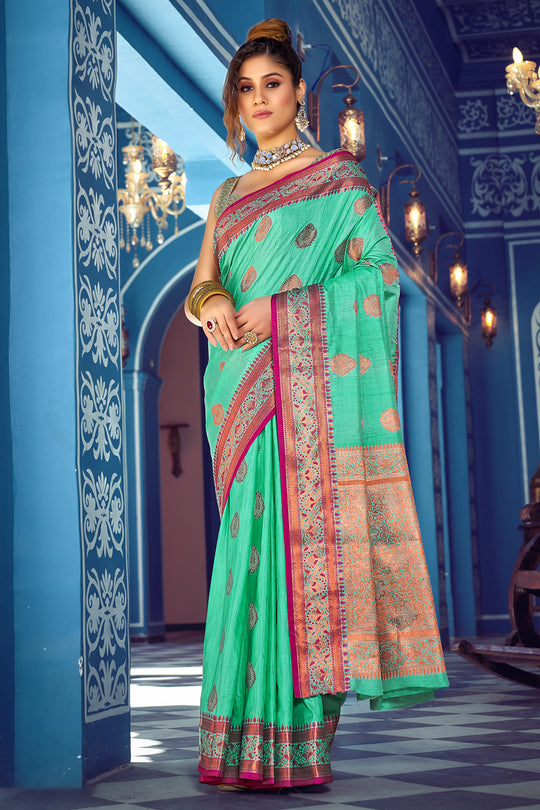 Sea Green Banarasi Saree